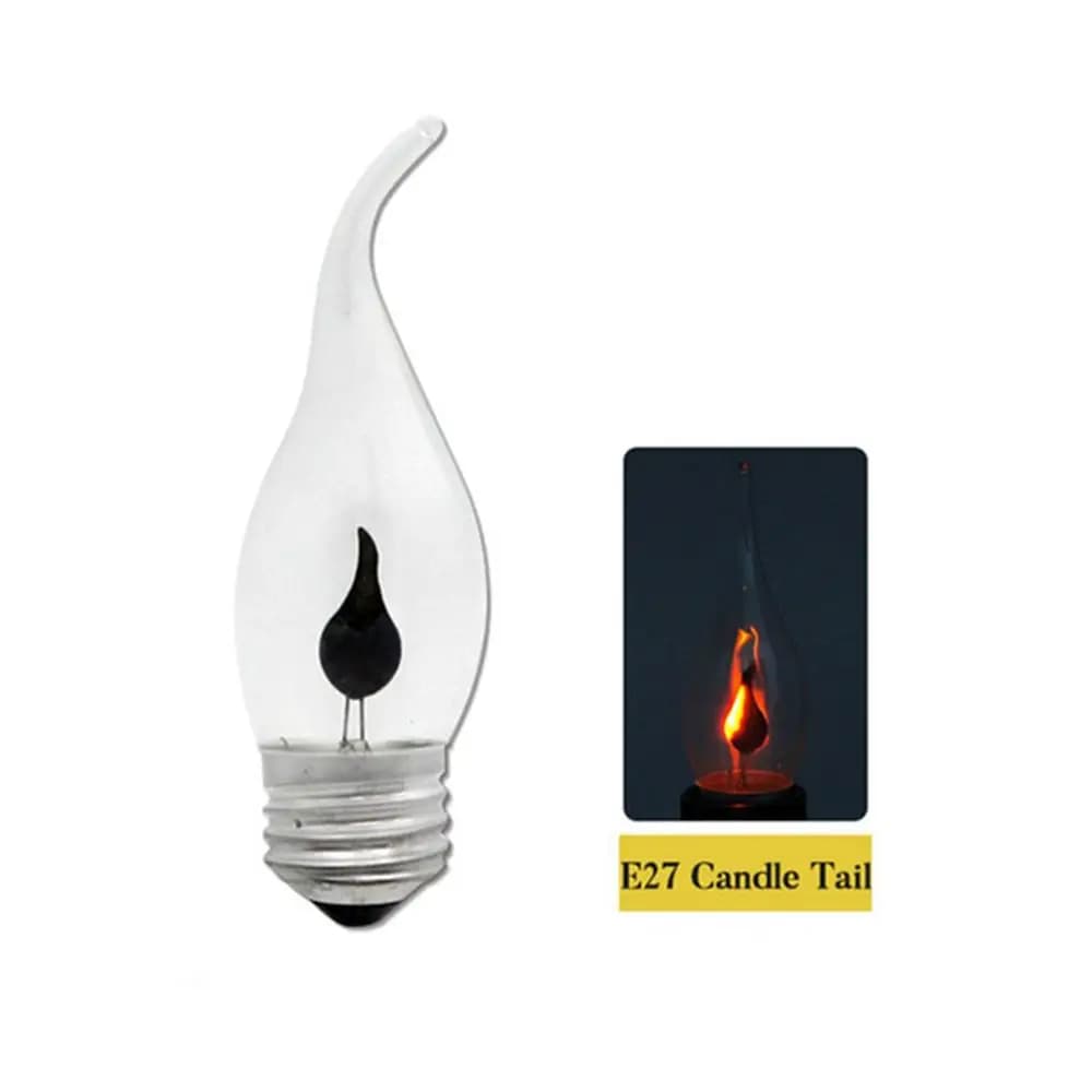 Retro sfarfallio filo di tungsteno risparmio energetico effetto fiamma candela coda candela punta lampada candela luce notturna lampadina a LED