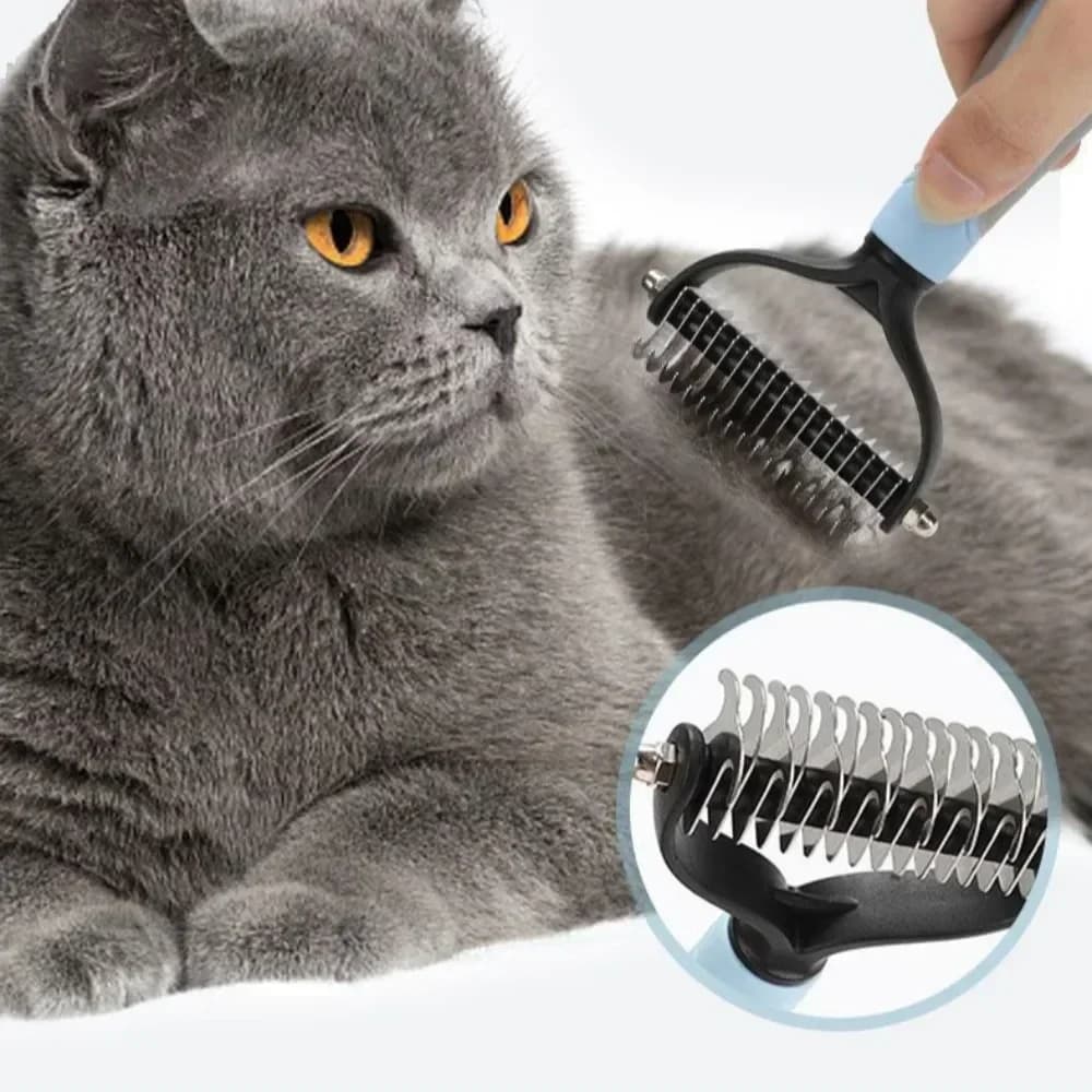 Pettine per Rimozione Peli di Animali Domestici, Spazzola in Acciaio Inox a Doppio Lato per Toelettatura Cani e Gatti