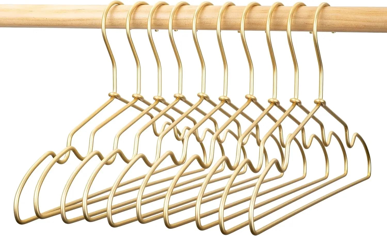 Appendiabiti in metallo dorato da 12,6 pollici per bambini, confezione da 60, appendiabiti in filo metallico antiscivolo per vestiti per neonati, salvaspazio per l'organizzazione dell'armadio