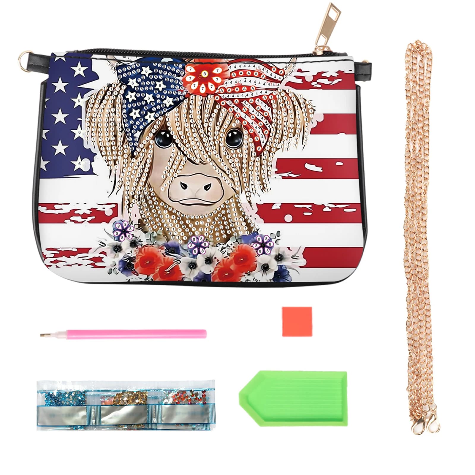 Highland Yak Special Shape Clutch Bag with 5D Diamond Painting, DIY Handbag with Diamonds, Craft Makeup Bag for Women and Girls