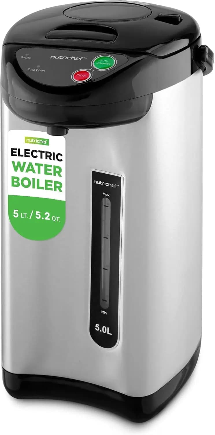 Bollitore elettrico da 5,2 litri, riscaldamento rapido, 5 impostazioni di temperatura, blocco di sicurezza, acciaio inossidabile