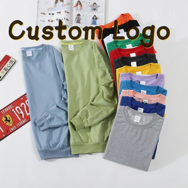 One Piece Custom Logo Sweatshirt Spring Autumn Long Sleeve Pullover Men Women Brand Solid Color Sport Hoodies