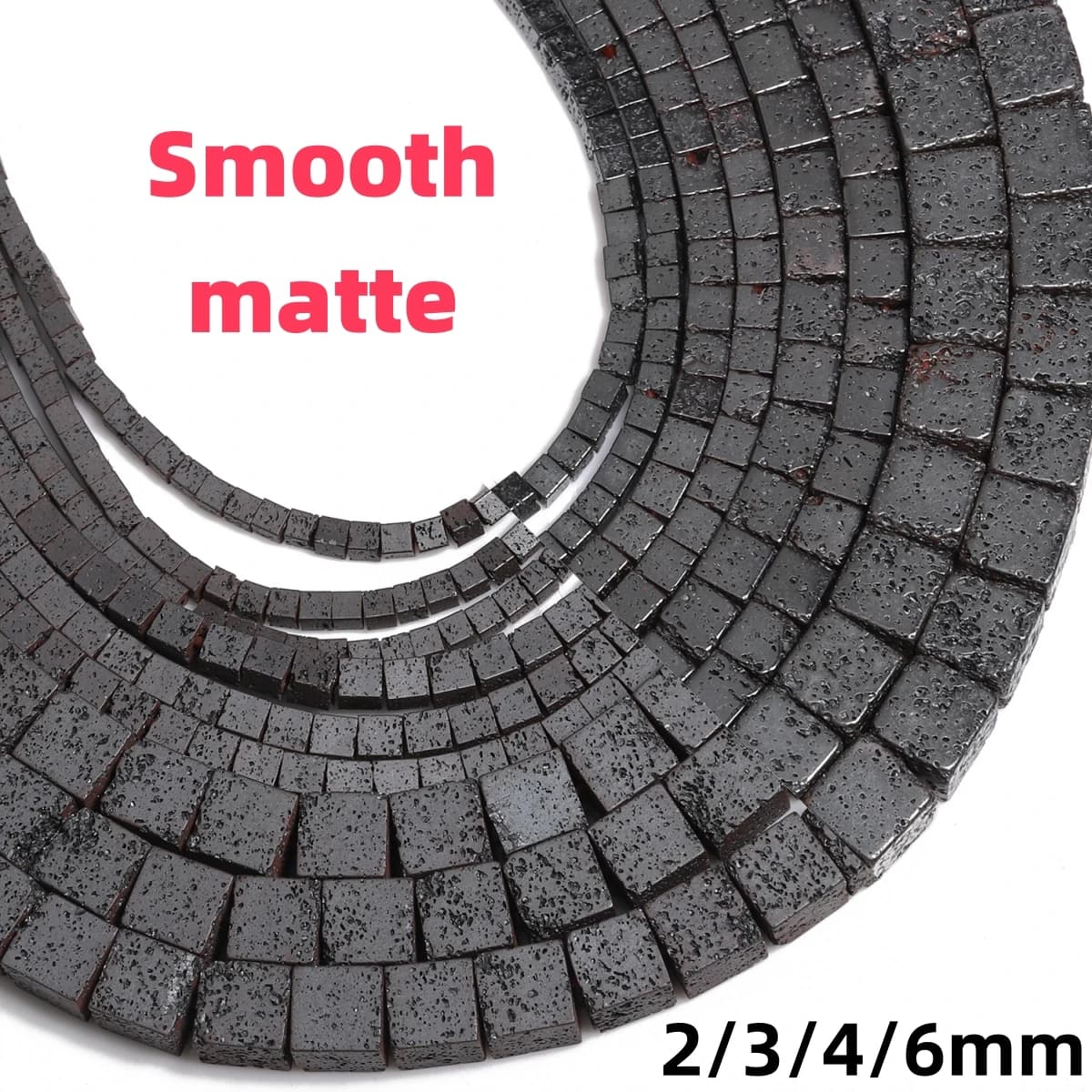 2/3/4/6mm Minerali Neri Naturali Perline di Pietra di Forma Quadrata Vulcanica Lava Perline Sparse per la Collana Del Braccialetto FAI DA TE creazione di gioielli