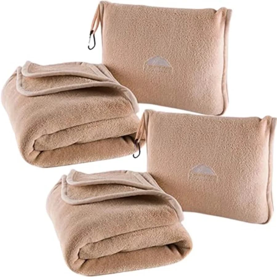 Set di 2 Coperte da Viaggio Premium Morbide con Cuscini, Grandi per Aereo, per Due Persone, Ideali come Regalo da Viaggio