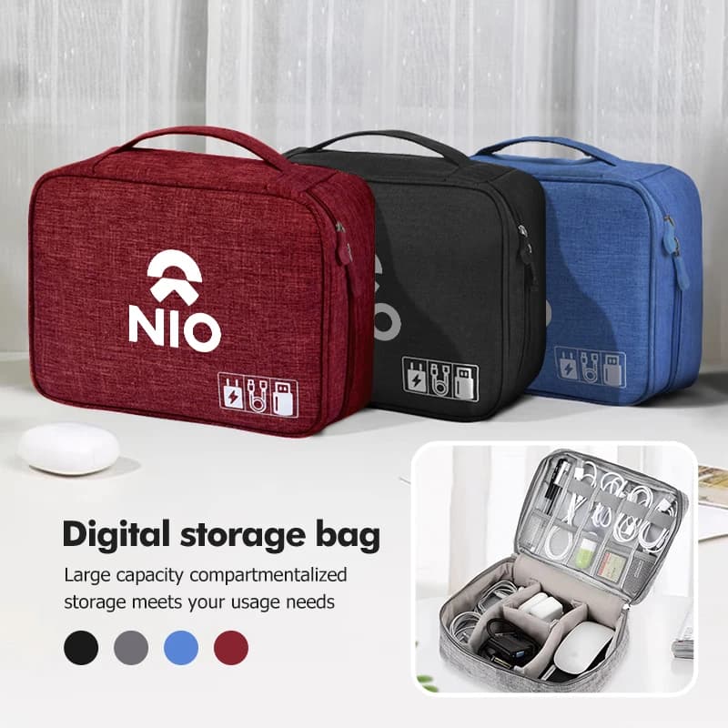 Large Capacity Car Storage Digital Data Cable Organizer Bag Auto Accessories For NIO ES6 EC6 ES8 ES7 ET5 ET7 EP9 EVE 2021 2022