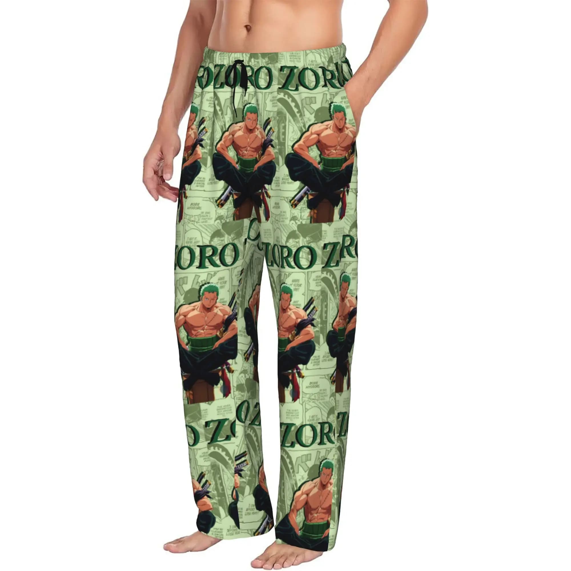 Custom Men Classic One P-Pieces Zoro Manga Pajama Pants Printed Sleep Sleepwear Bottoms with Pockets