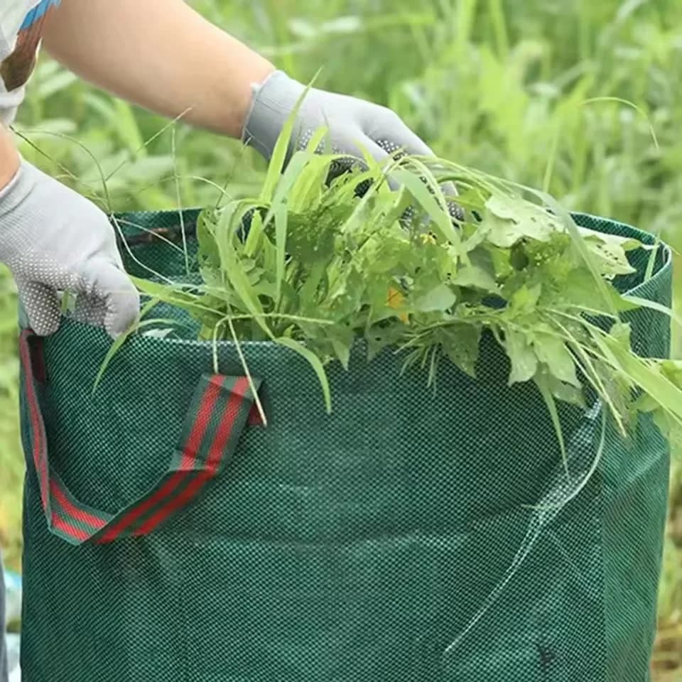 Heavy-Duty PP Reusable Garden Waste Bags with Handles Industrial Fabric for Yard Debris Plant & Leaf Collection