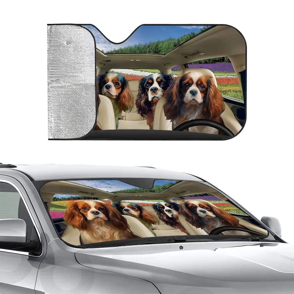 Cavalier King Charles Spaniel Parasole per auto Isolamento a tre strati Parabrezza anteriore per auto Parasole Ventosa Blocchi Raggi UV Sole