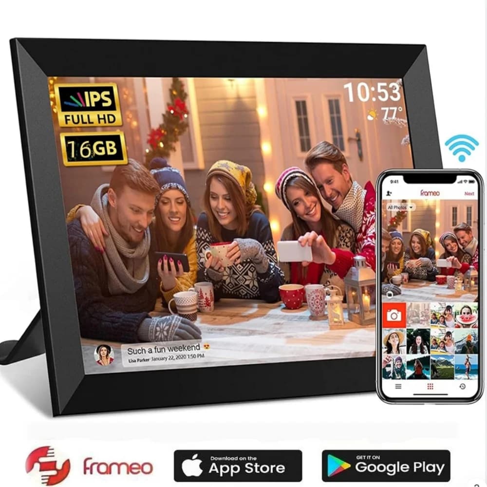 Cornice digitale Frameo da 10,1 pollici Cornice per foto digitale WiFi intelligente da 16 GB con touch screen HD 1280x800 IPS