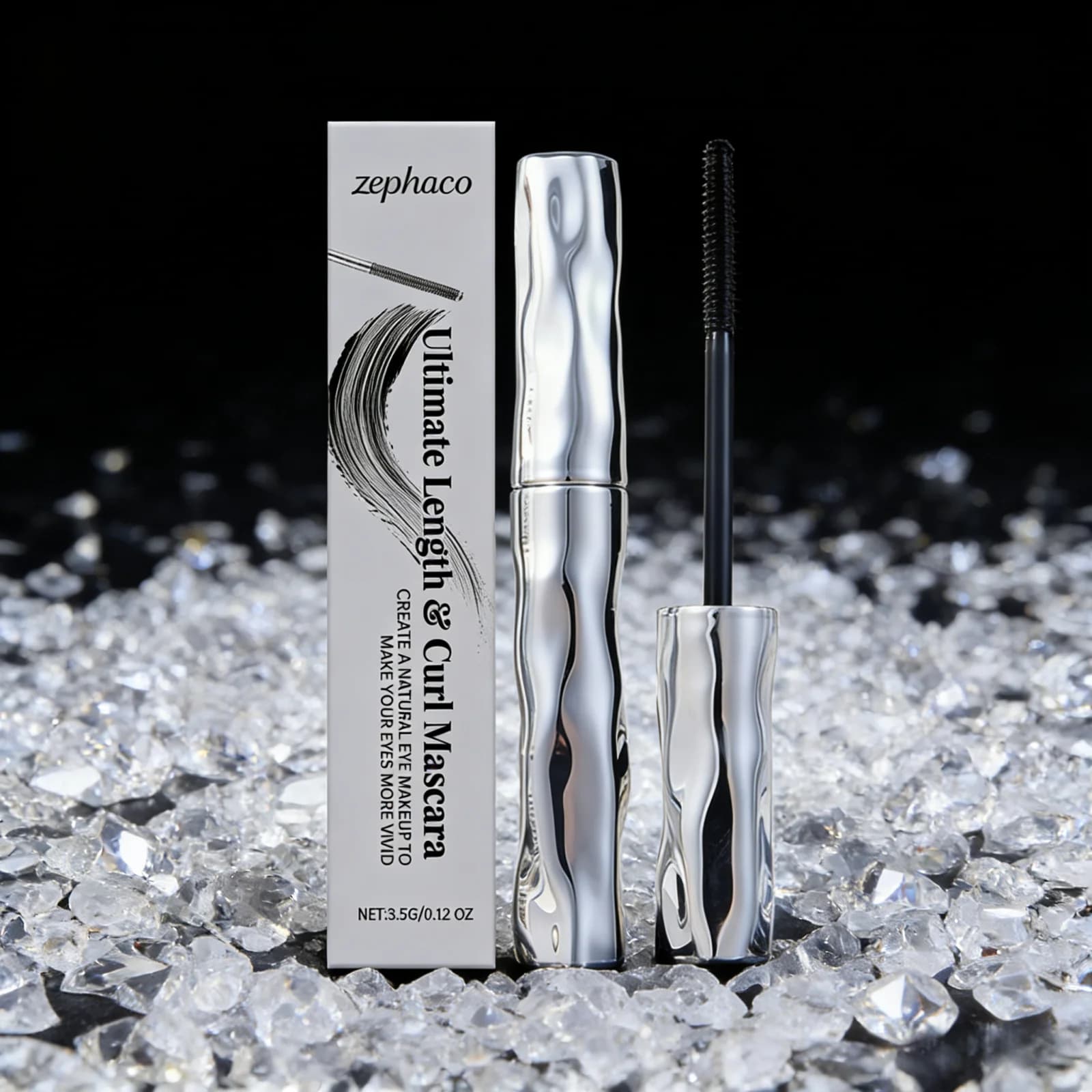 Waterproof Mascara Zephoco, Gel Extension and Moisturizing, Natural, Anti-sweeping, Without Grums, Long life, with Sweater, Black