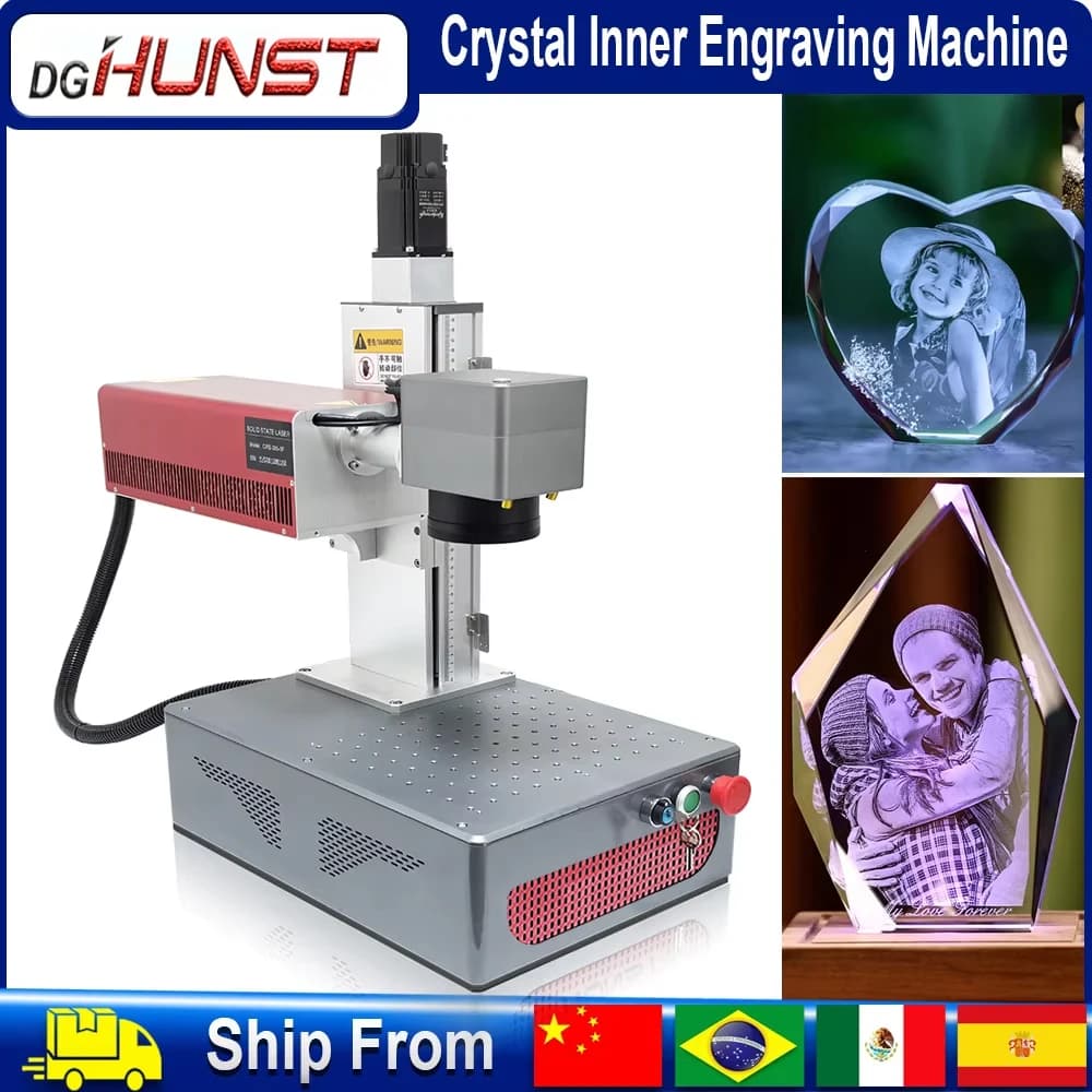 HUNST crystal 3D engraving machine, UV laser marking machine suitable for engraving on plastic, metal, glass, wood, leather, etc.