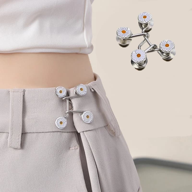 2pcs Skirt Pants Tighten Waist Brooches Jeans Adjustable Waist Clip Button Pearl Women's Brooch Set DIY Clothing Accessories K0