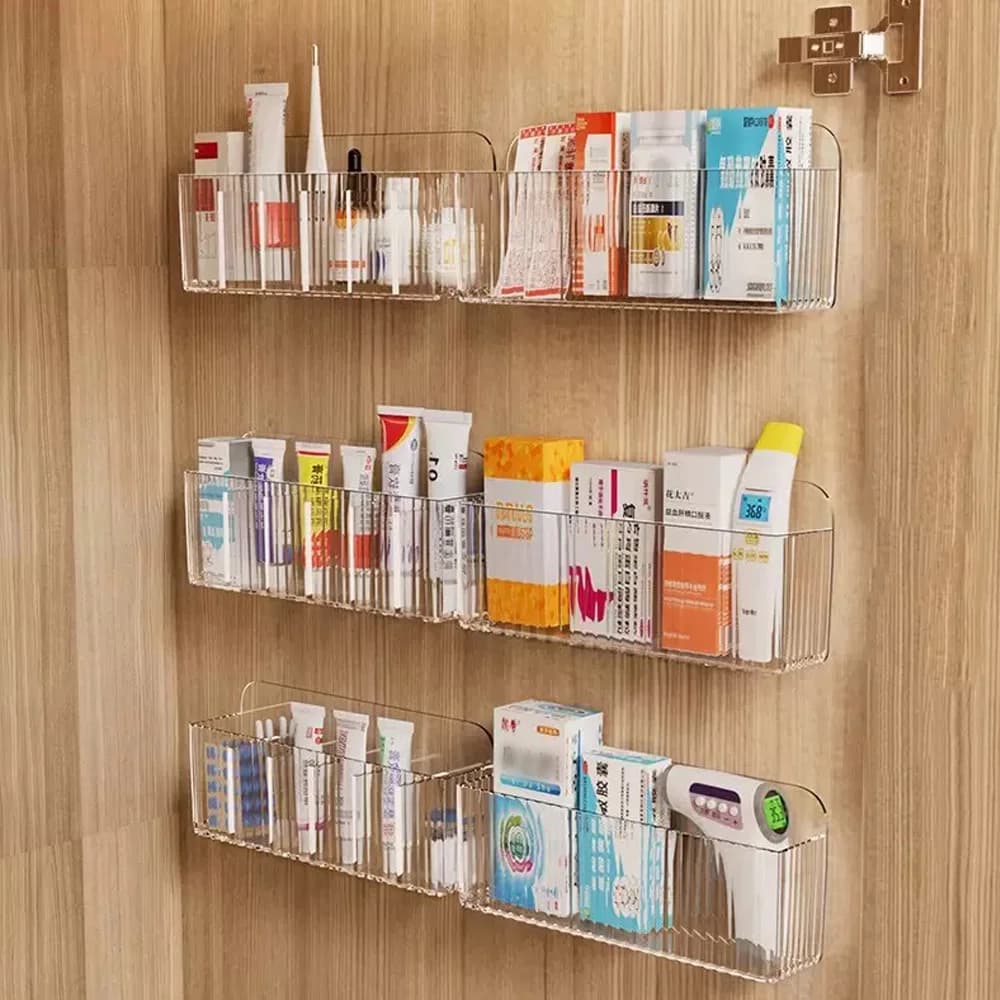6-grid Cosmetics Rack Multi Functional Wall Mounted Storage Box Suitable for Bathroom Storing Daily Medicines Cosmetics Lipstick