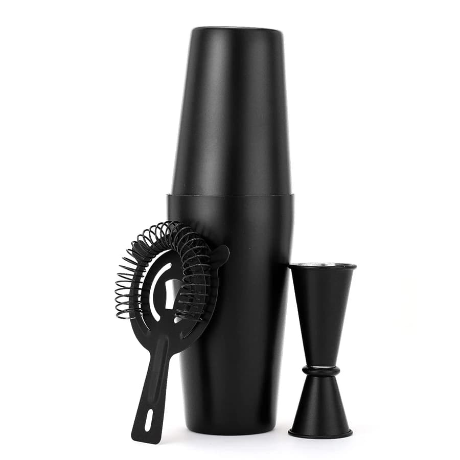Set shaker per cocktail Boston Set da 4 pezzi per shaker Boston, kit per barista, shaker per bevande miste, colino per cocktail, doppio jigger di misurazione