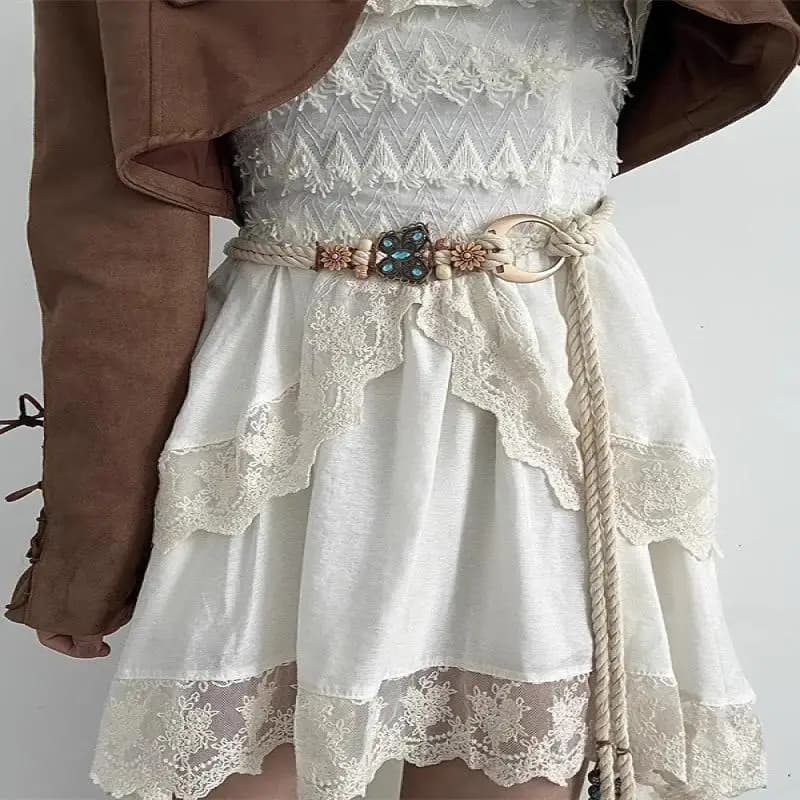 Women's Dress Accessory: Y2K Vintage Bohemian Handwoven Butterfly Belt and Waist Chain