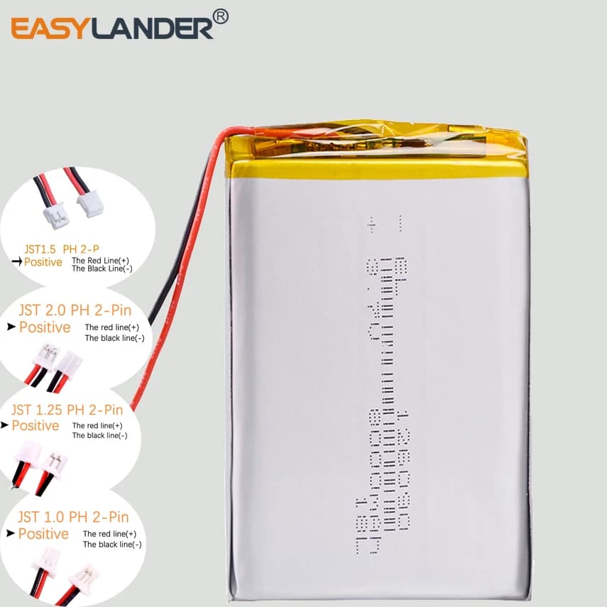 JST 1.25 2P /JST2.0/ 3.7V 8000mah 126090 Batteria agli ioni di litio ai polimeri di litio per PAD FAI DA TE E-Book GPS PSP DVD Power bank Tablet PC IPAQ