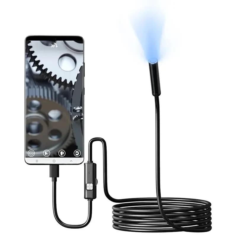Endoscopic Camera Type-C 7.0MM Waterproof IP67 with 6 Adjustable LEDs, USB Flexible Boroscope for Android, Phone and PC