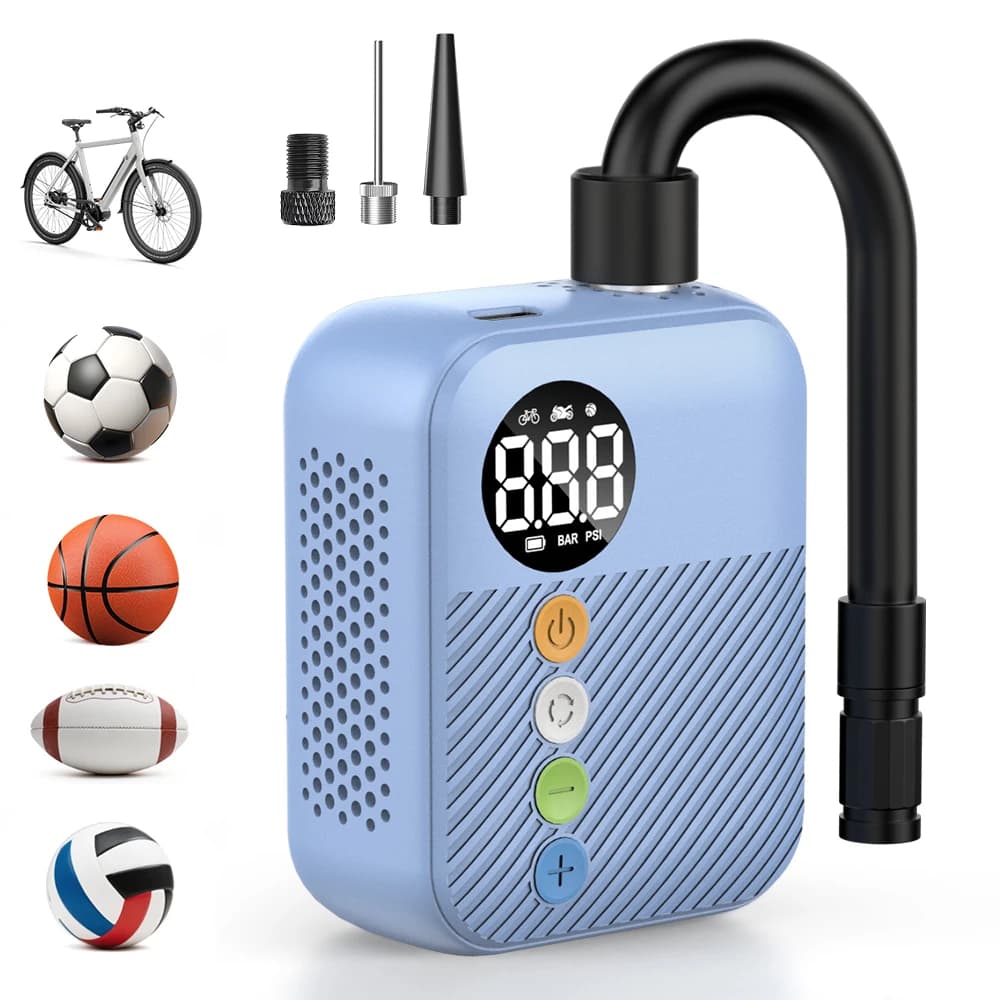 Pompa d'Aria Elettrica Portatile Carsun Mini per Biciclette, Gonfiatore Wireless 150Psi con Batteria Ricaricabile 480mAh e Display Digitale