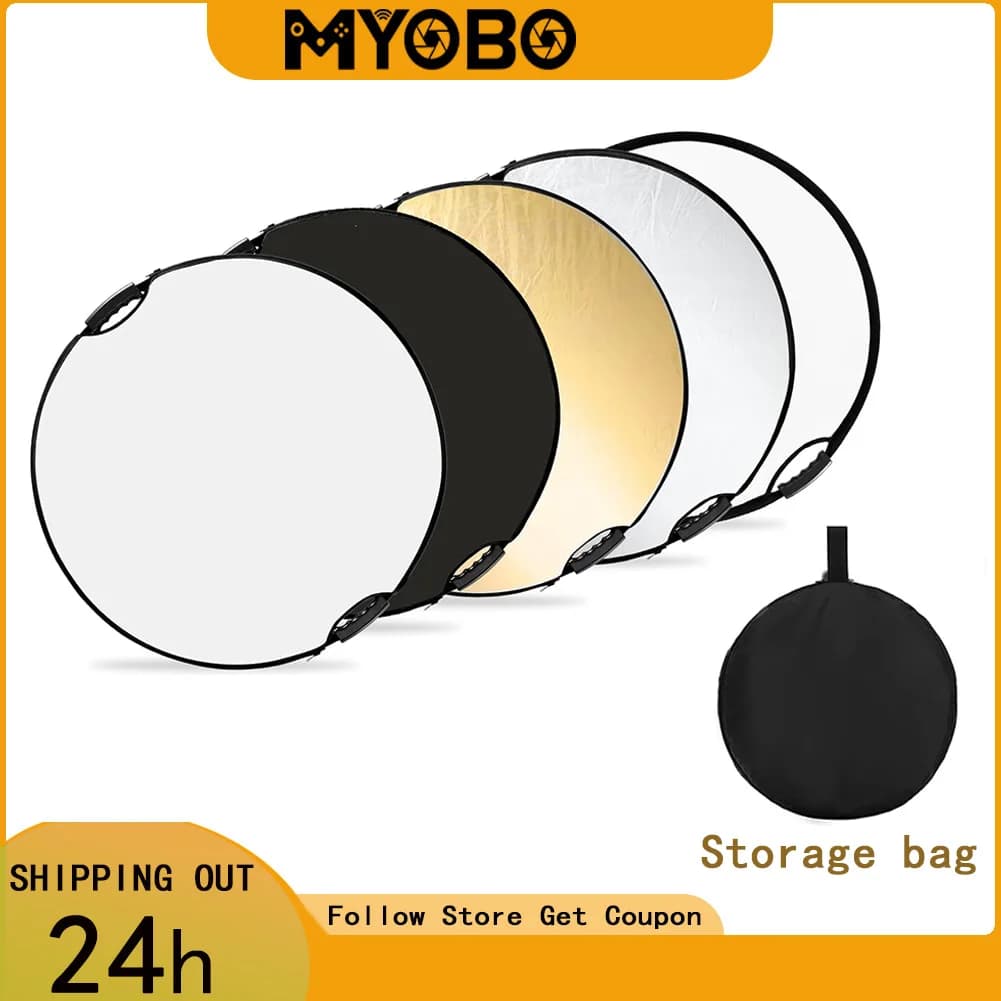 MYOBO Reflector Photography Collapsible Light Reflector with Carrying Case 5 in 1 Handle Reflector for Photo Studio Lighting