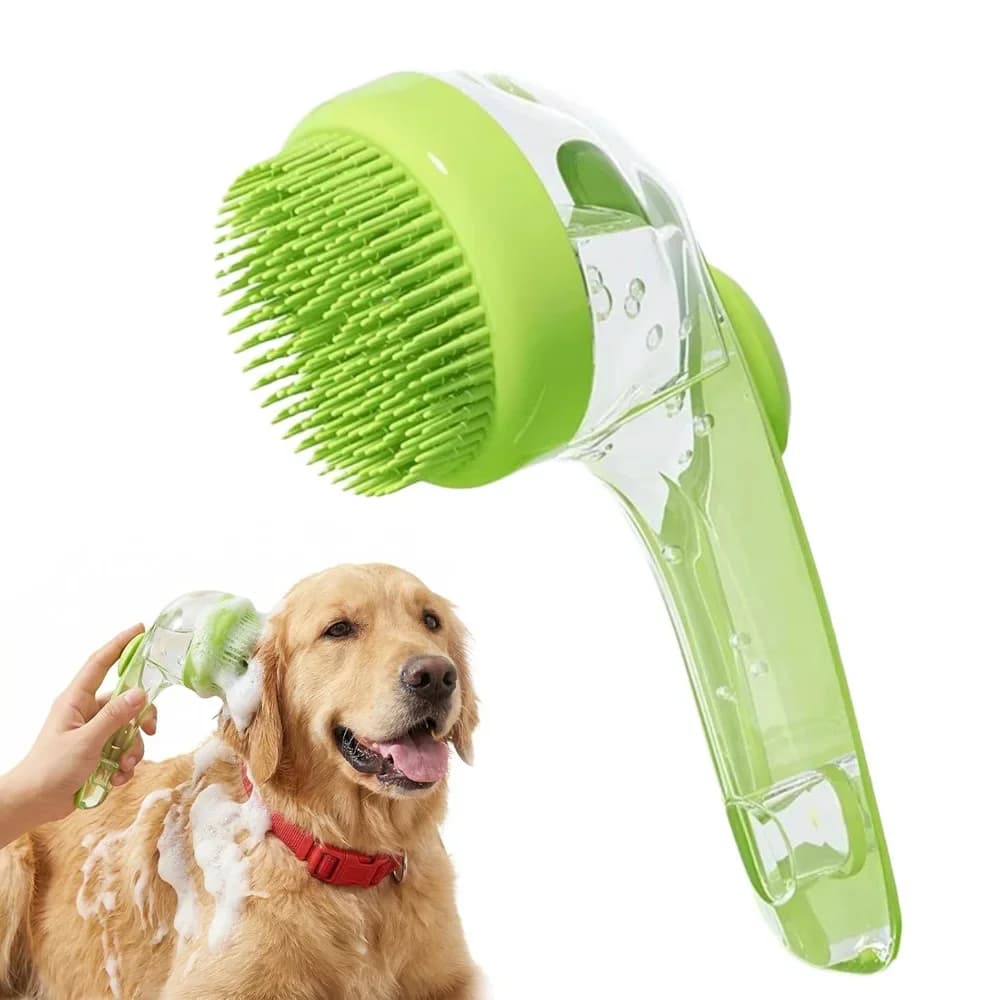 Pet Bathing Brush Long Handle Soft Silicone Shower Clean Tools Grooming Scrubber with Shampoo Dispenser Bath Brush for Dog & Cat