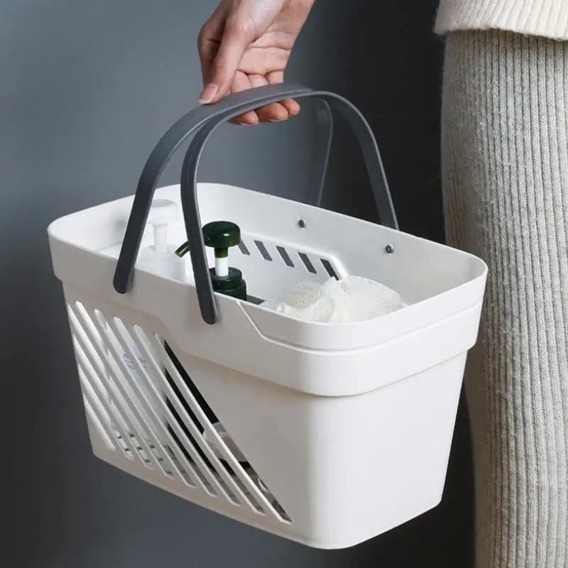 Portable Plastic Bath Basket Bathroom Storage Basket Laundry Hamper Shower Caddy Organizer Handheld Toilet Paper Holder