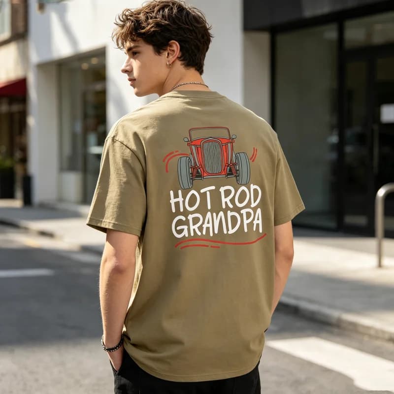 Hot Rod Grandpa Graphic T Shirt Vintage Classic Car Print Unisex Soft Cotton Crew Neck Short Sleeve Trendy Casual Tops