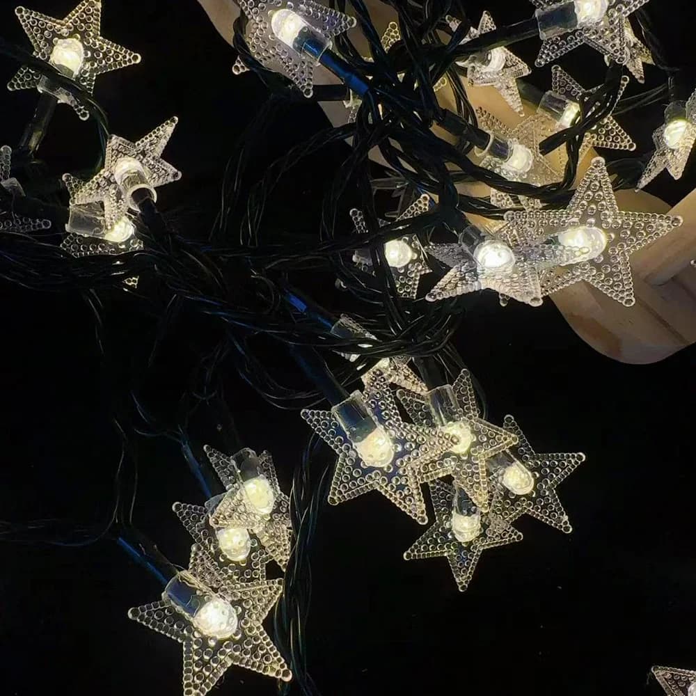 Offerta Speciale: Luci a Stringa LED a Forma di Stella 10M, Ghirlanda con Spina per Decorazioni Natalizie, Matrimoni, Feste, Giardino e Camera da Letto