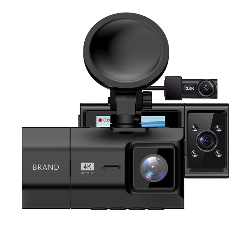 Kefa 3 in 1 4K black box for front and rear car 2 inch IPS screen Gps Wifi Dvr Dash Cam 3 lens car Dash