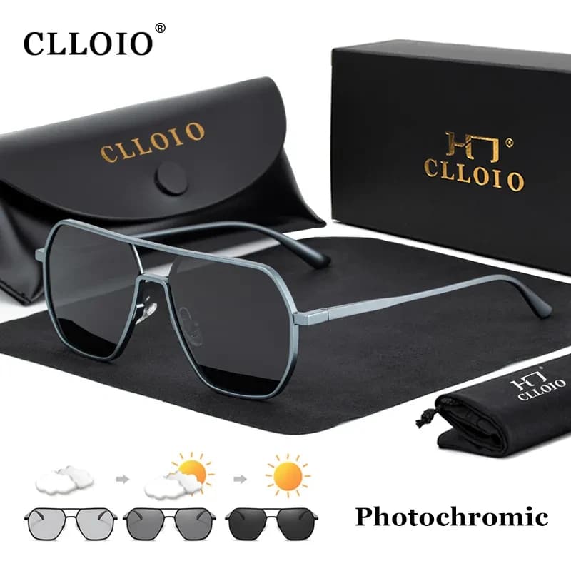 CLLOIO New Fashion occhiali da sole fotocromatici in alluminio uomo donna occhiali da sole polarizzati camaleonte antiriflesso guida Oculos de sol