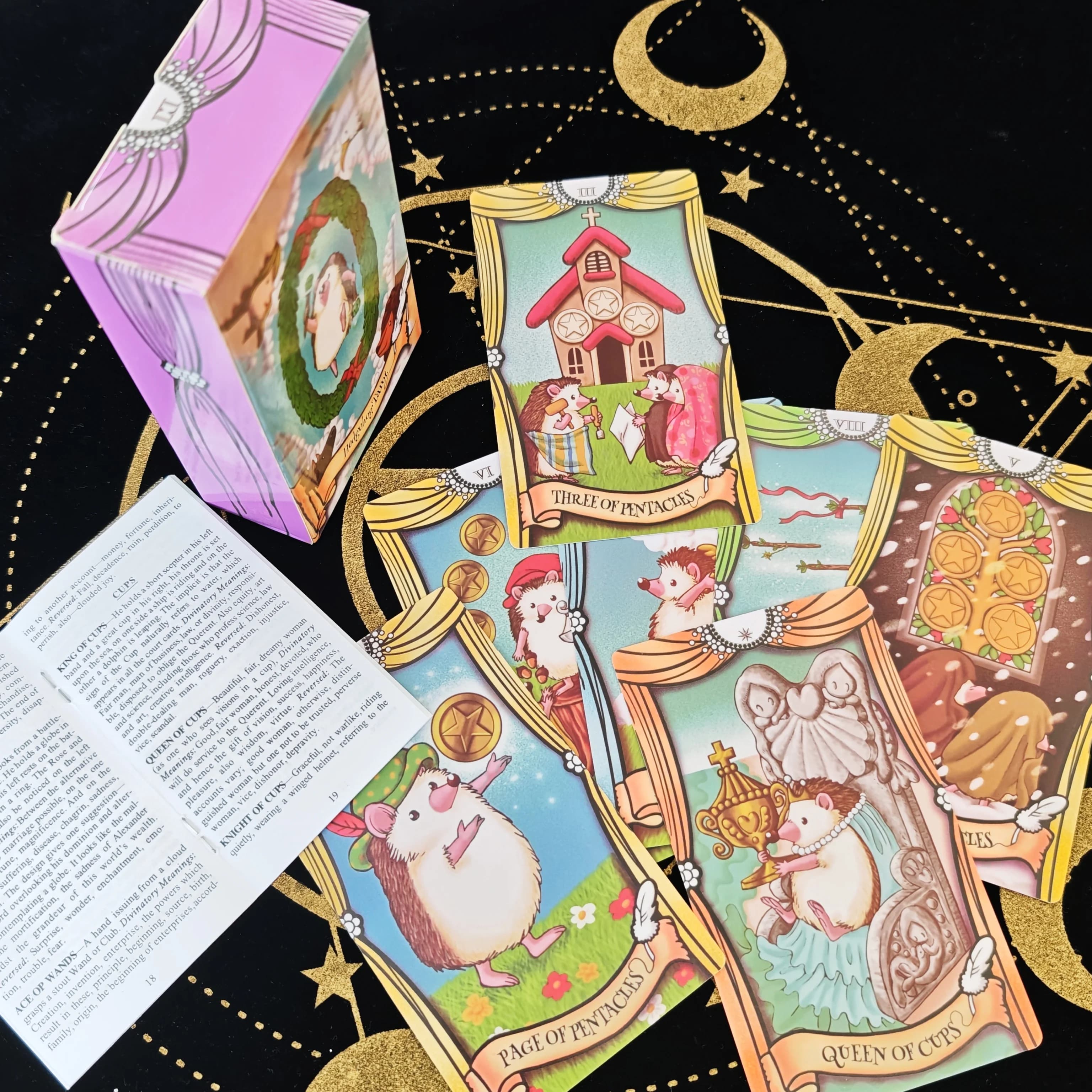 Vendita calda 12x7 cm Hedgehog Tarot A 78 Mazzo Oracle Tempo libero Intrattenimento Carta Riunione di famiglia Divinazione Gioco da tavolo