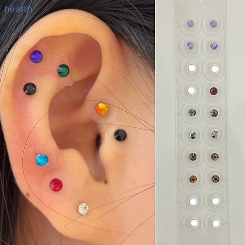 20 disposable crystal ear seed bands - ear adhesives for massage treatment for acupuncture shaped butterfly flower