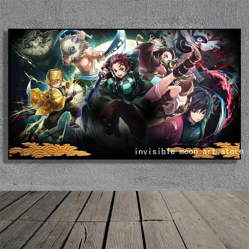 Classico Pop Anime Manga Demon Slayer Kimetsu No Yaiba Kamado Nezuko Canvas Art Poster Decorazione da parete per la casa