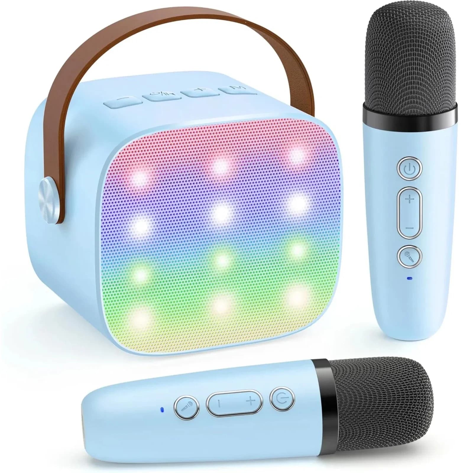 Mini macchina per karaoke On-The-Go - Altoparlante Bluetooth con 2 microfoni wireless, presa Tf/aux/auricolare, ricaricabile per divertimento in viaggio