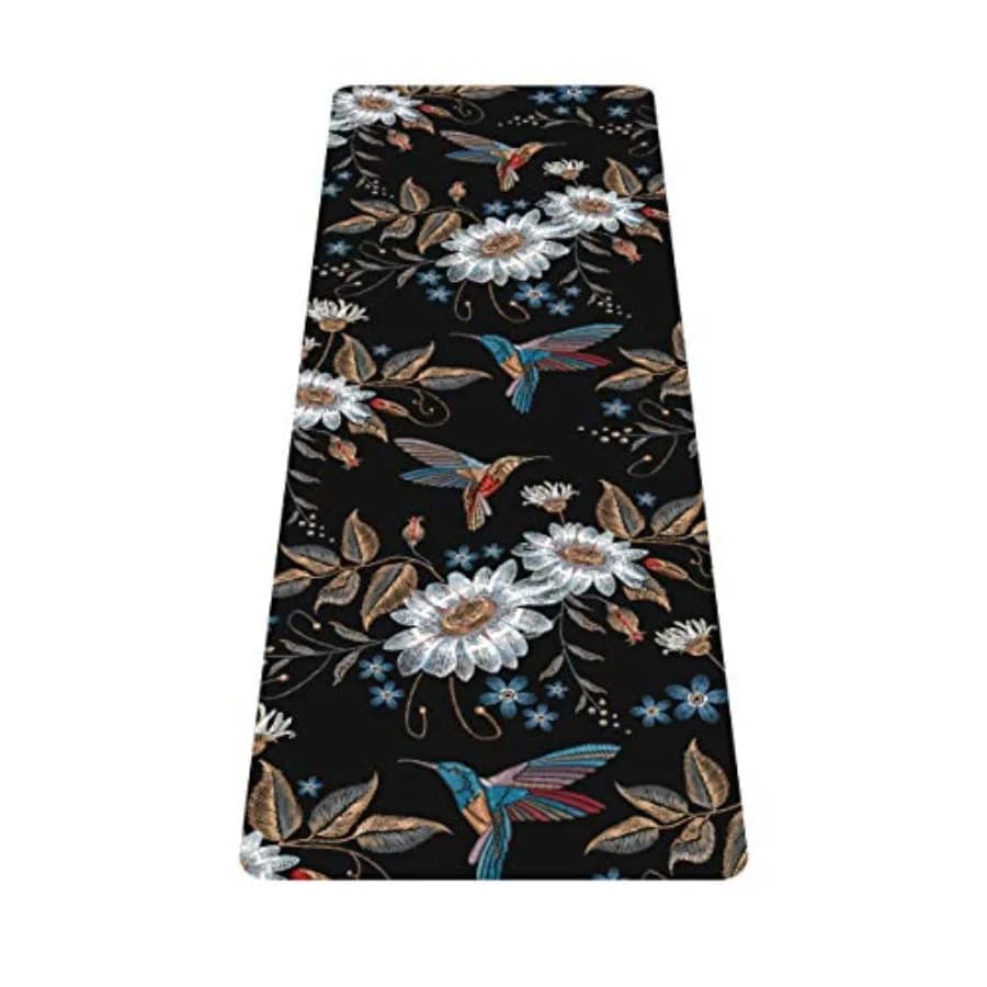Printed Travel Yoga Mat-1/16 Inch Thick Non Slip Fitness Workout Mat with Carrying Bag, Foldable Lightweight Suede and Natural