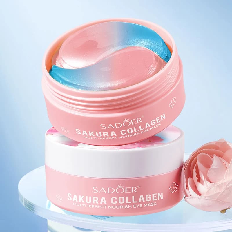 30 Paia SADOER Sakura Collagen Maschera Contorno Occhi Multi-Effetto Nutriente Rassodante Anti-Occhiaie Idratante X5K5