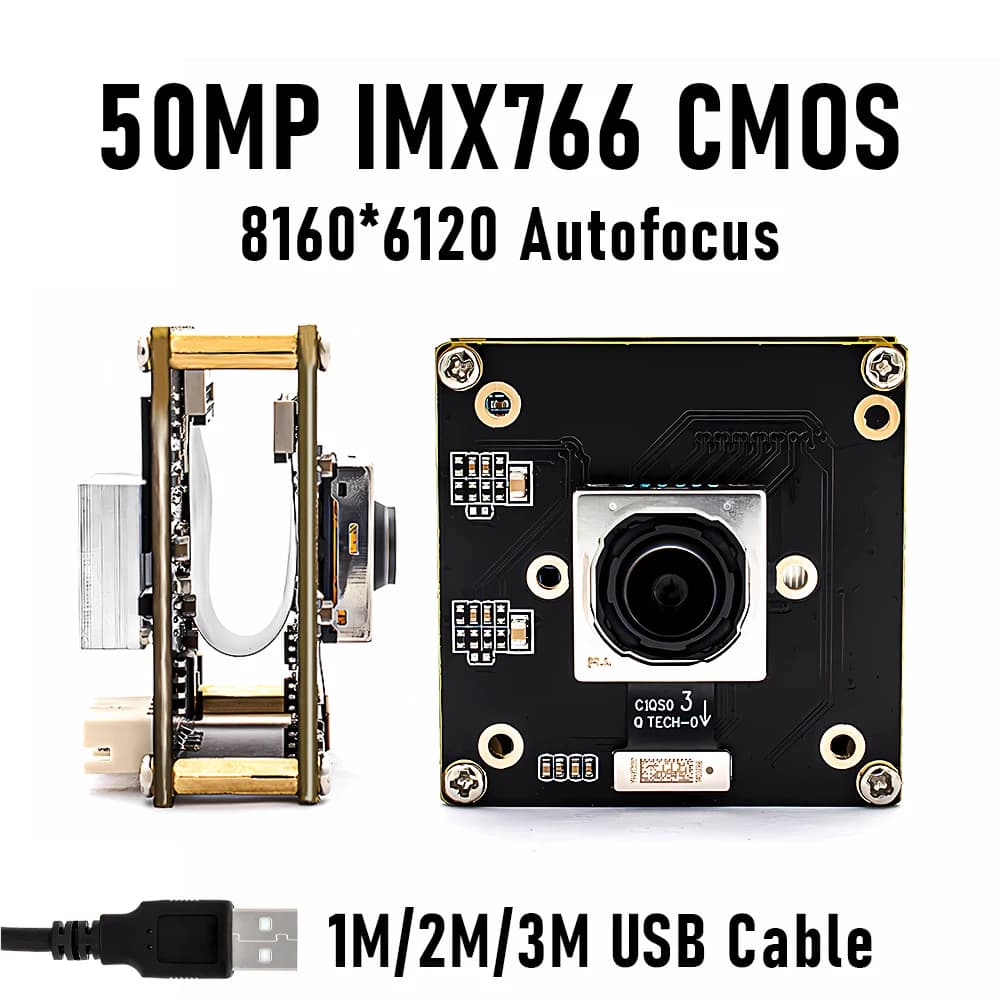 Webcam USB 50MP con Autofocus, 4K 30FPS, Sensore IMX766 1/1.56", UHD Plug & Play per Visione Artificiale, Videoconferenze e Streaming Live