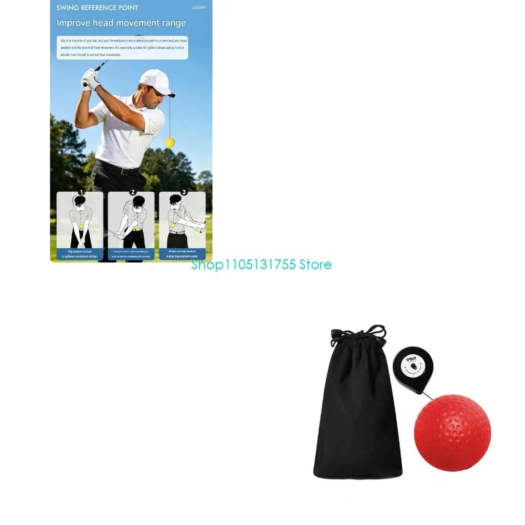 K0EF Golf Head Position Trainer with Corded Ball for Indoor Swing Practice