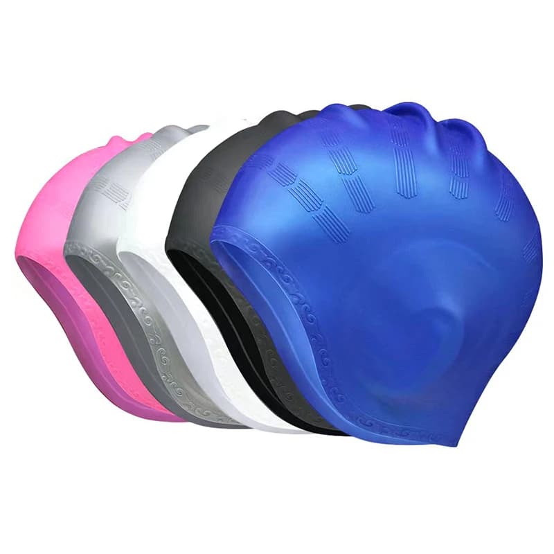 Silicone swim caps for adults man woman protection for ears bathroom hat with long hair waterproof pool head for diving