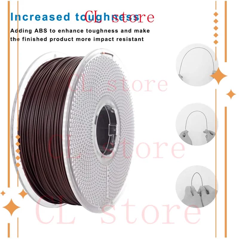 3D printing PLA F imitation wood color 1.75 mm dimensional accuracy +/- 0.02 mm, PLA F walnut color 1 kg