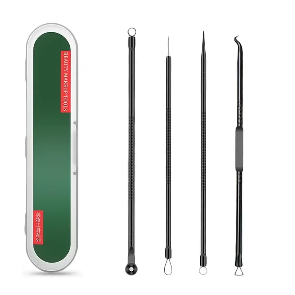 Set of 4 Tools for Removing Black Points, Acne Needle, Face Cleaner, Pore Extractor and Black Points