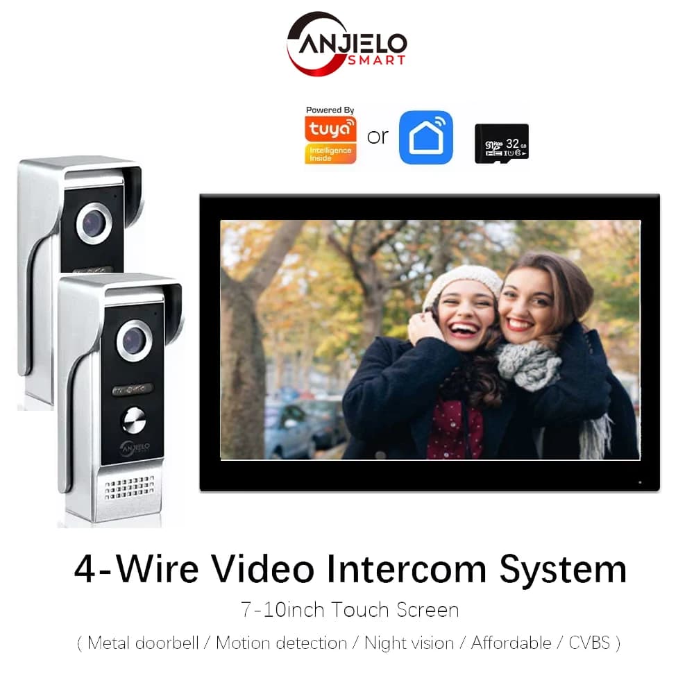 ANJIELOTuya campanello in metallo sistema videocitofonico touch monitor7/10 pollici smart video telefono protezione di sicurezza per appartamenti domestici