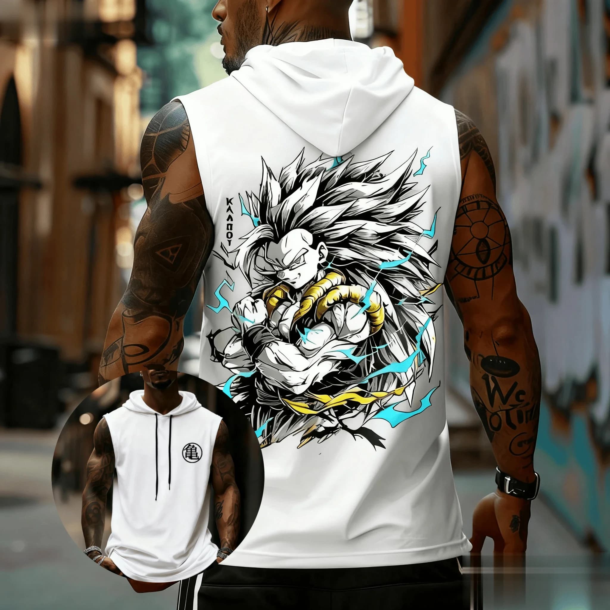 Dragon Ball Vegeta Anime Canotta da uomo senza maniche Camicia con cappuccio Streetwear T-shirt grafica estiva Gilet muscolare Allenamento in palestra Top casual