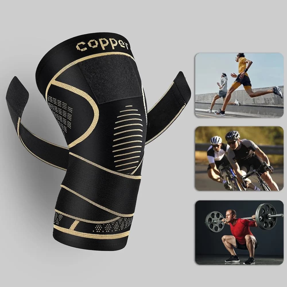 Ginocchiera con infusione di rame Supporto per compressione circolare sportiva Basket Ciclismo Escursionismo Protezione articolare traspirante