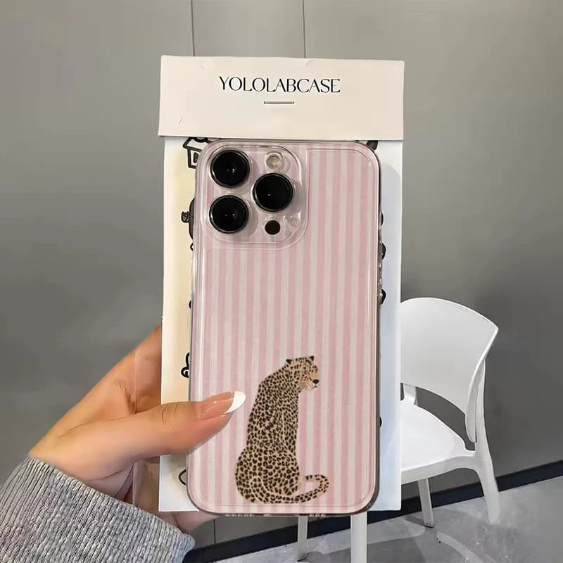 Cover in Silicone Trasparente Plaid Lion per iPhone 17 Pro Max 16 15 Pro 14 13 12 11 XR 17Air 16 Plus