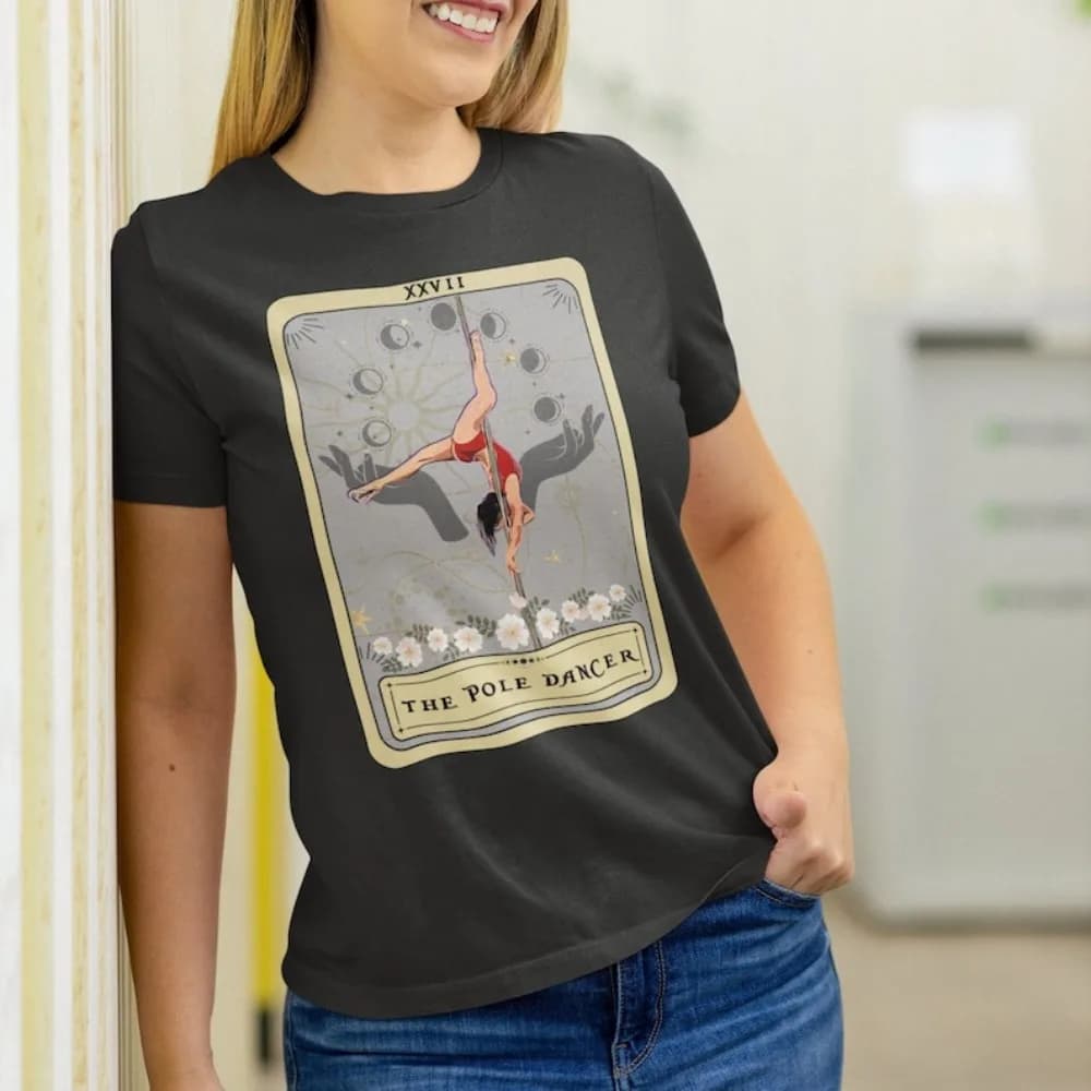 Abbigliamento da pole dance Camicia da tarocchi Camicia da ballerino pole "THE POLE DANCER" Camicia da tarocchi Abbigliamento donna Harajuku Ropa Mujer