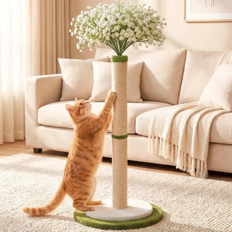 Tiragraffi per gatti alto 45 cm, grazioso tiragraffi a forma di bouquet stellato per gatti adulti e gattini da interno, albero per gatti con base robusta