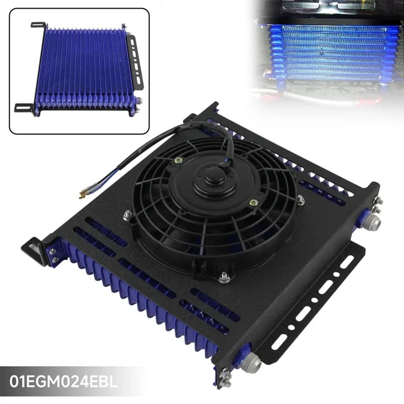AN10 Universal 19 Row Transmission 7/8 "-14 UNF Oil Cooler + 7" Kit ventola elettrica con Kit staffa di montaggio di nuovo tipo