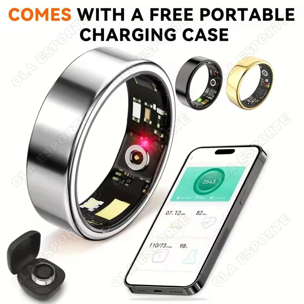 2026 New Smart Ring Heart Rate Blood Pressure Sleep Monitor IP68 Motion Monitor Waterproof Man Woman Smart Ring Party Gift