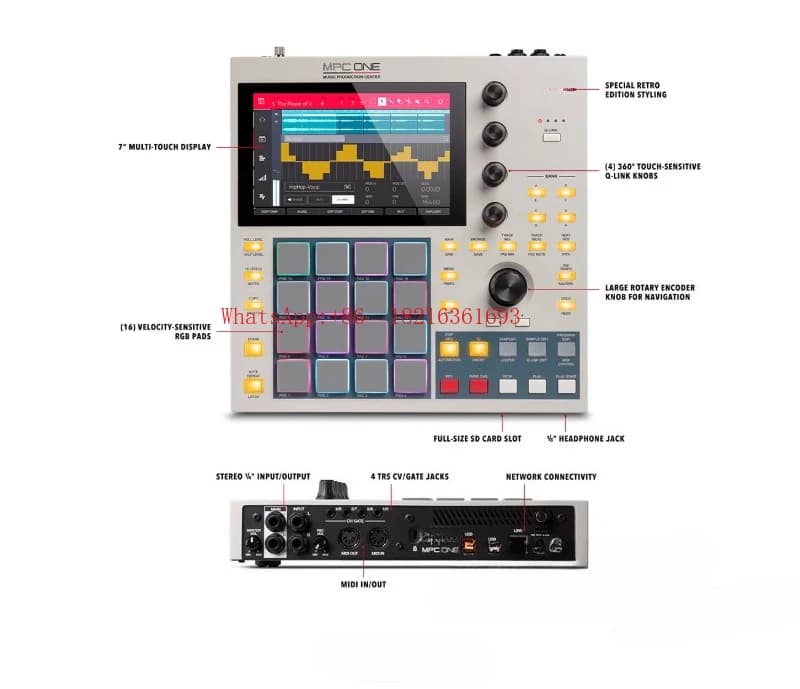Tastiera arrangiatore Controller per batteria Tappetino musicale 16 tasti Sintetizzatore elettronico MIDI programmabile con schermo da 7 pollici