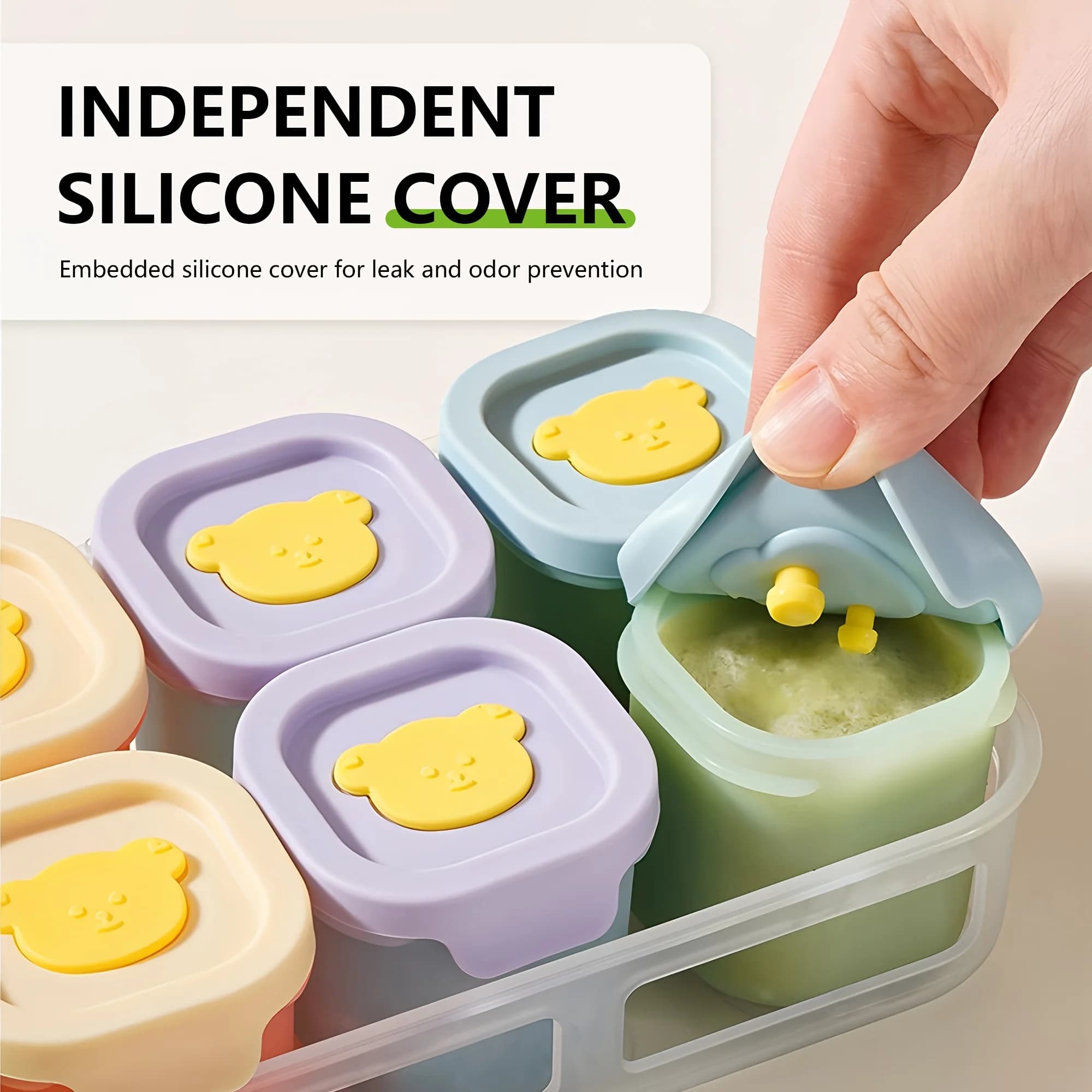 Set di 9 Contenitori in Silicone per Alimenti con Coperchi - 50ml Contenitori Riutilizzabili per Snack per Bambini, Design Antisgocciolamento, Contenitori per Preparazione Pasti